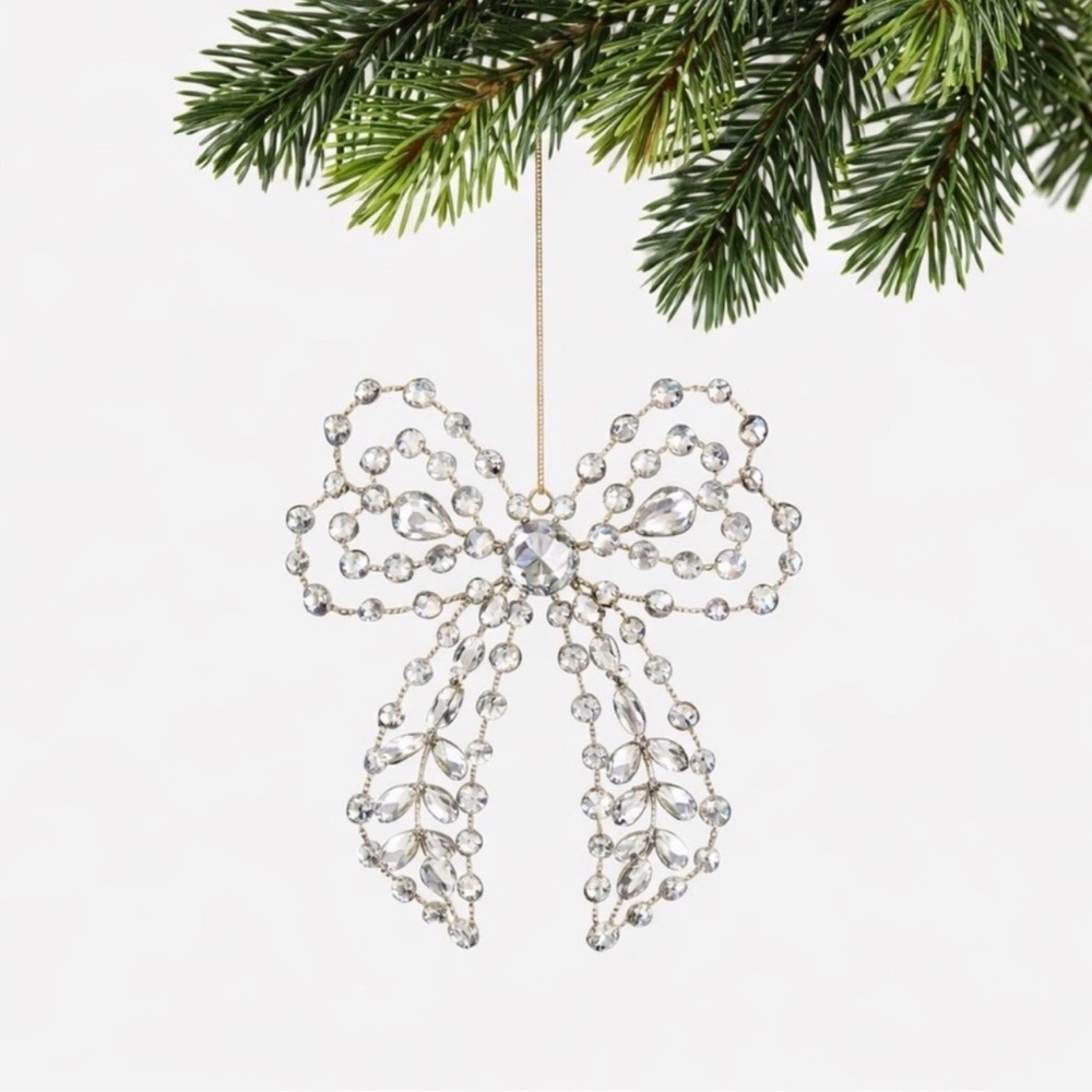Bow Ornaments Rhinestones Gem Holiday Lane Glam Christmas Party Decor